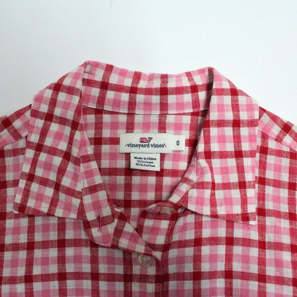 Vineyard Vines Size 0 Women's Long Sleeve Plaid 1/2 Button Front Blouse or Shirt - Picture 3 of 12